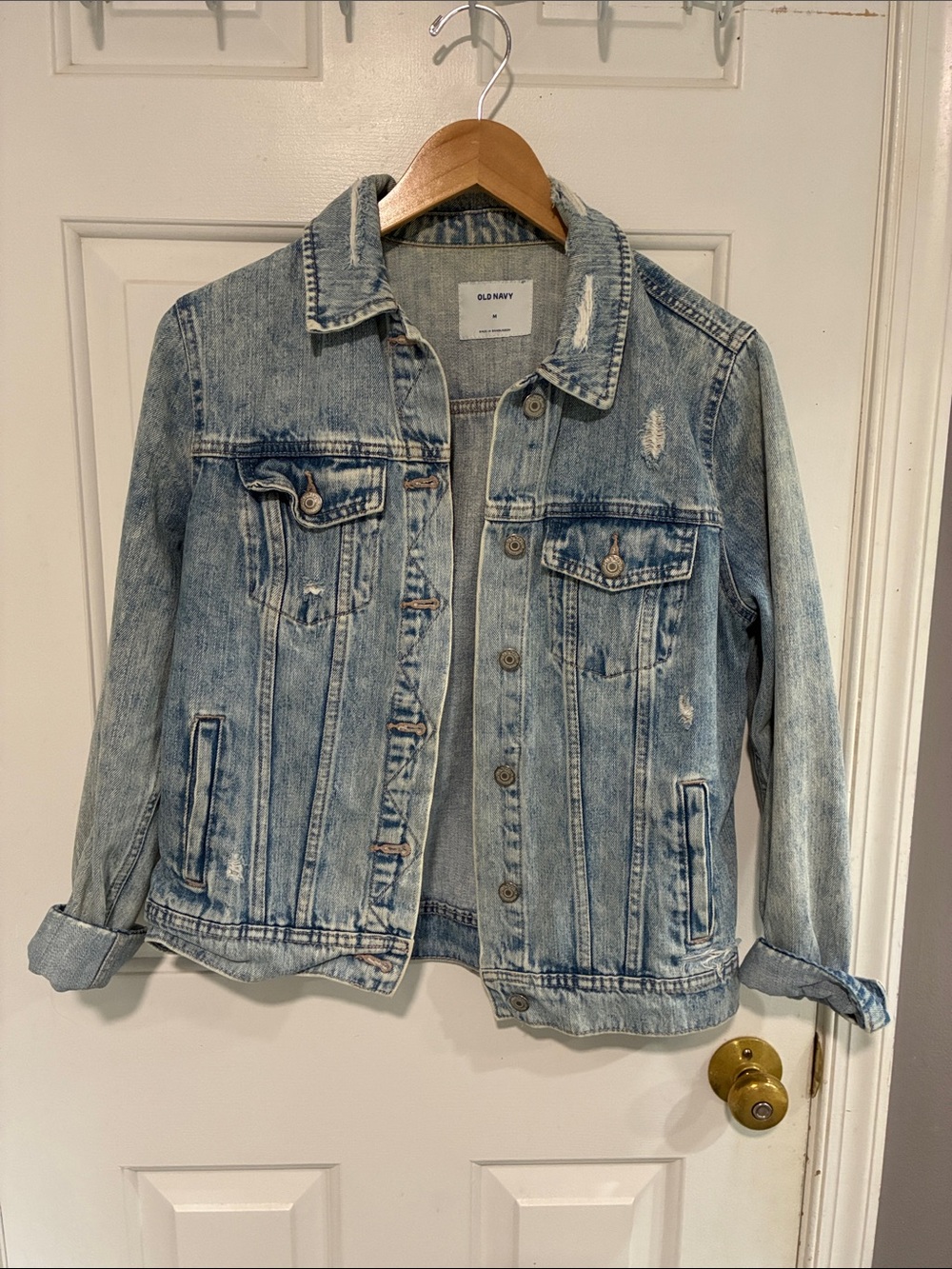 Old Navy Light Blue Distressed Denim Jacket - Women